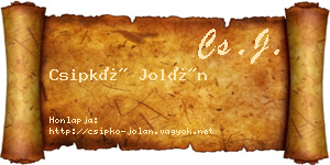Csipkó Jolán névjegykártya